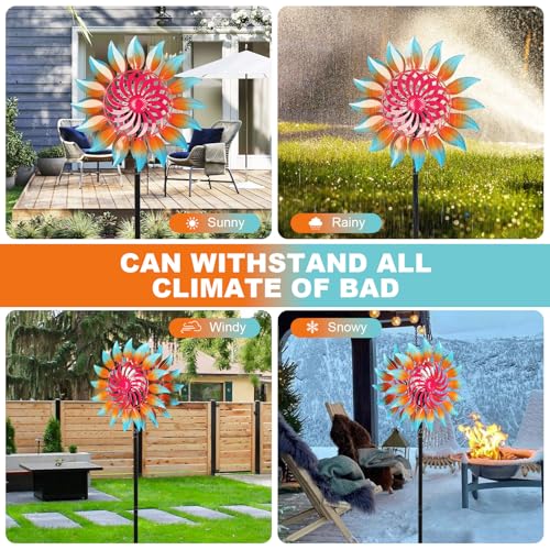 Mlknk DS-FC-1 Solar Wind Spinner-Wind Spinners For Yard And Garden Metal Yard Art Kinetic Wind Spinner 75 In thumb #6