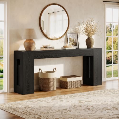 Image of Tribesigns 79-Inch Extra Long Console Tables for Entryway, Farmhouse Narrow Sofa Table Behind Couch with Thick Legs, Wooden Entryway Accent Furniture for Living Room, Hallway, Foyer, Black