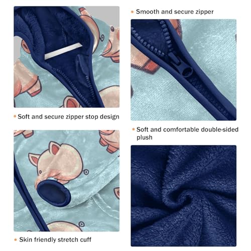 Cute Pig Girls Fleece Jacket Girls Fall Jacket Girls Zip Up Hoodie Girls Sherpa Jacket 2-10T3