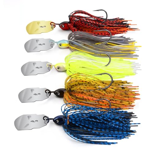 MadBite by KastKing Bladed Jig Fishing Lures, 5 pcs Multi-Color Kits, Irresistible Vibrating...