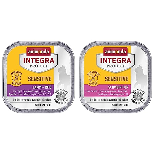 animonda Integra Protect Katze Sensitive, Diät Katzenfutter & animonda Integra Protect Katze Sensitive, Diät Katzenfutter, Nassfutter bei Futtermittelallergie, Schwein Pur, 16 x 100 g