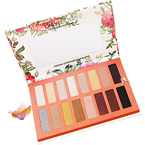Vegan Eyeshadow Palette ONLYBETTER High Pigmented Brown Eyeshadow Palette Easy to Blend Color Fusion 16 Shades Metallic and Shimmer Nude Eyeshadow Palette Long Lasting Sweatproof and Waterproof
