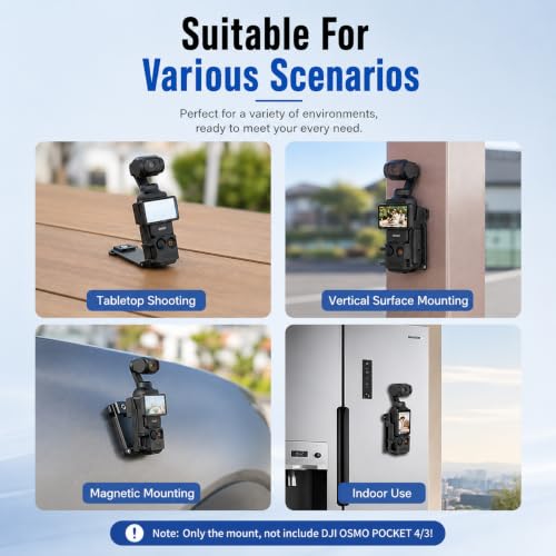 Image of ZORBES Magnet Mount Stand for Osmo Pocket 3 /4 Adjustable Clamp Holder | Equipped with standard screw hole and clip interface, compatible with tripods selfie sticks for hiking cycling