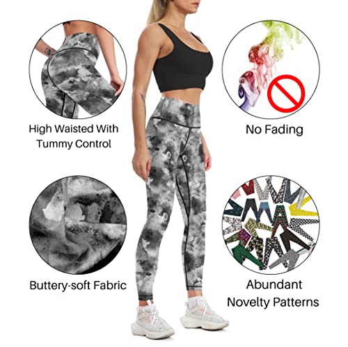 Cerburny Women's Athletic Workout Leggings High Waisted 4-Way Stretch Yoga Pants Running Exercise Tie Dye Pants4