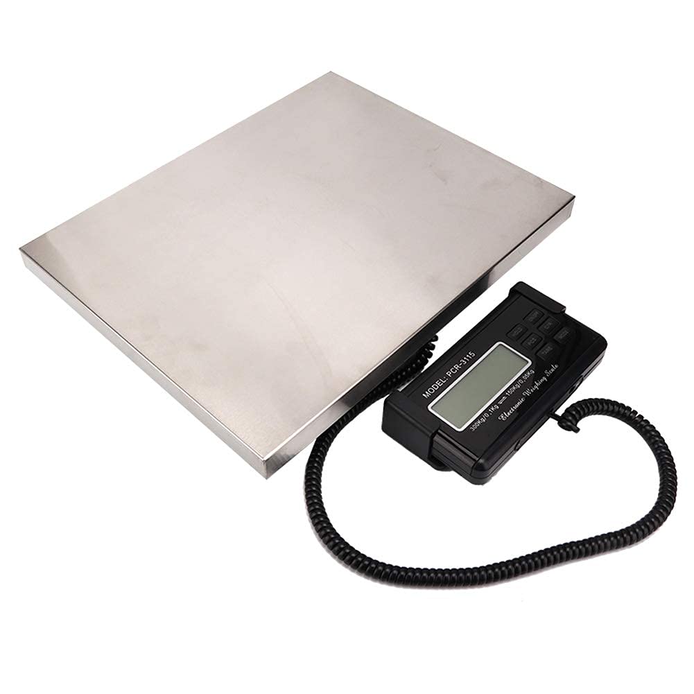 Balance Postale Numérique, Pèse-Colis en Acier Inoxydable, Écran LCD Rétro-éclairé, Grande Plate-forme, Capacité 150kg/300kg