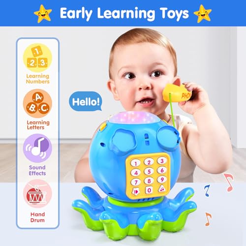 MOONTOY Musical Octopus Baby Toys 6 to 12 Months, Crawling Walking Infant Development Sensory toys 9-12-18 months, Bilingual Learning Educational Toddler Toys Age 1-2, Birthday Gift for 1+ Yr Boy Girl - Image 4