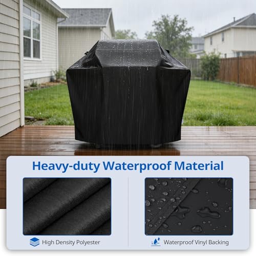 Image of SunPatio Grill Cover 55 Inch, Outdoor Heavy Duty Waterproof Barbecue Gas Cover, UV & Fade Resistant, All Weather Protection Compatible for Weber Charbroil Nexgrill Kenmore Grills and More, Black