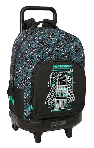 MINECRAFT SCREEN   Mochila Grande con Ruedas, Compacta, Extraíble, Ideal para Niños de Diferentes Edades, Cómoda y Versátil, Calidad y Resistencia, 33x22x45 cm