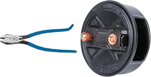 Klein Tools Cortadores diagonales, alicates de línea de cabeza delgada, carrete de alambre de amarre con bloqueo rápido y aluminio ligero