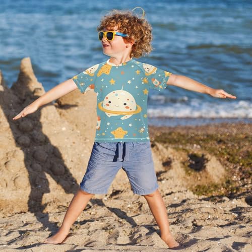 Planet Stars Bathing Suit Girls Sun Protection Sweatshirt Swimwear Beach Tops 3T4