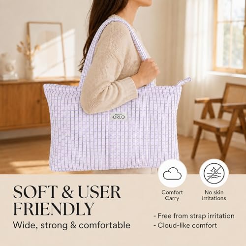 Image of Premium Cotton Waffle Quilted Tote Bag, Large Spacious Handbag for College, Office, Work, Travel, Shopping & Daily Use