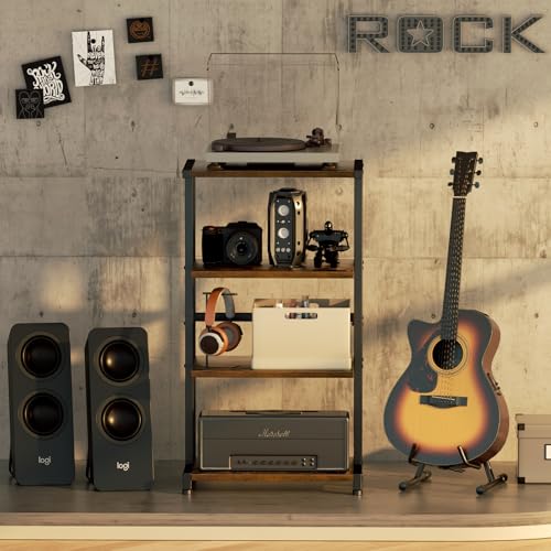 ERYTLLY 4-Tier AV Media Stand - Corner Game Console Shelf and Small Entertainment Stand - Audio Rack for TV, Small Media Console Organizer - Image 3