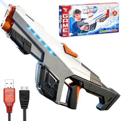 Pistola ad Acqua Elettrica - Pistole ad Acqua Autoadescanti, Fucile ad Acquapotente Con luci ed Effetti Sonori, Pistola d'acqua Adulto, Regali per Bambini Regali di Compleanno Giocattoli da Spiaggia