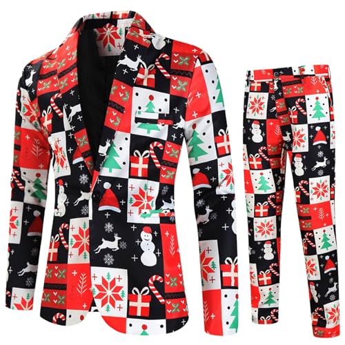 Costume de Noël homme stretch coupe droite confortable pour réveillon festif