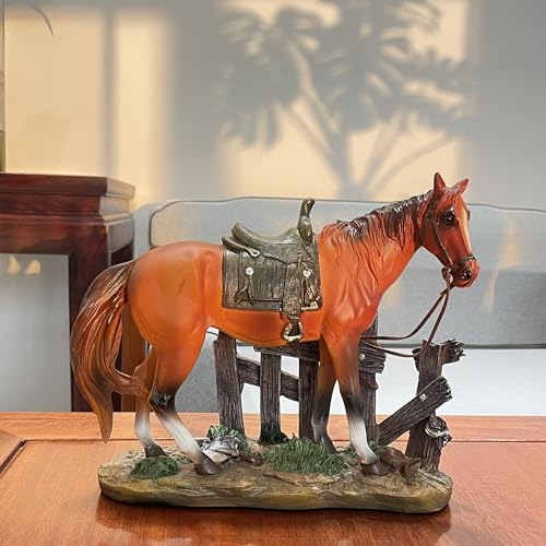 Estatua Decorativa de Caballo de Resina Western Marrón miniatura 4