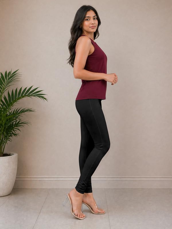 Image of TRENDMALLS Women's Microfiber Elastane Stretch Soft Churidar Length Leggings with Ultrasoft Waistband