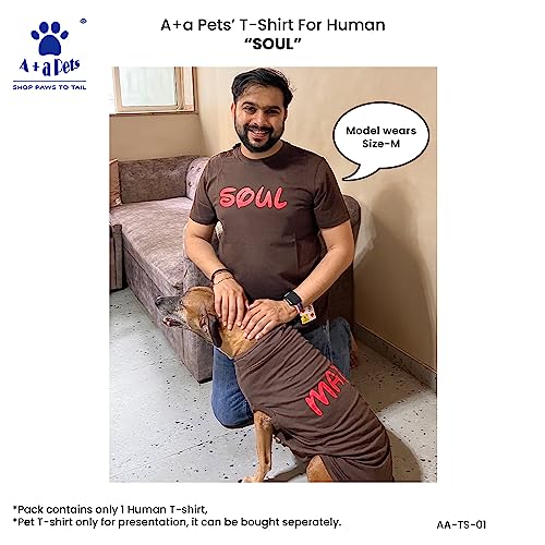 Image of A+a Pets' Graphic Printed T-Shirt Unisex | for Dog Cat Lovers | Casual Half Sleeve Round Neck T-Shirt | 100% Cotton (Soul)