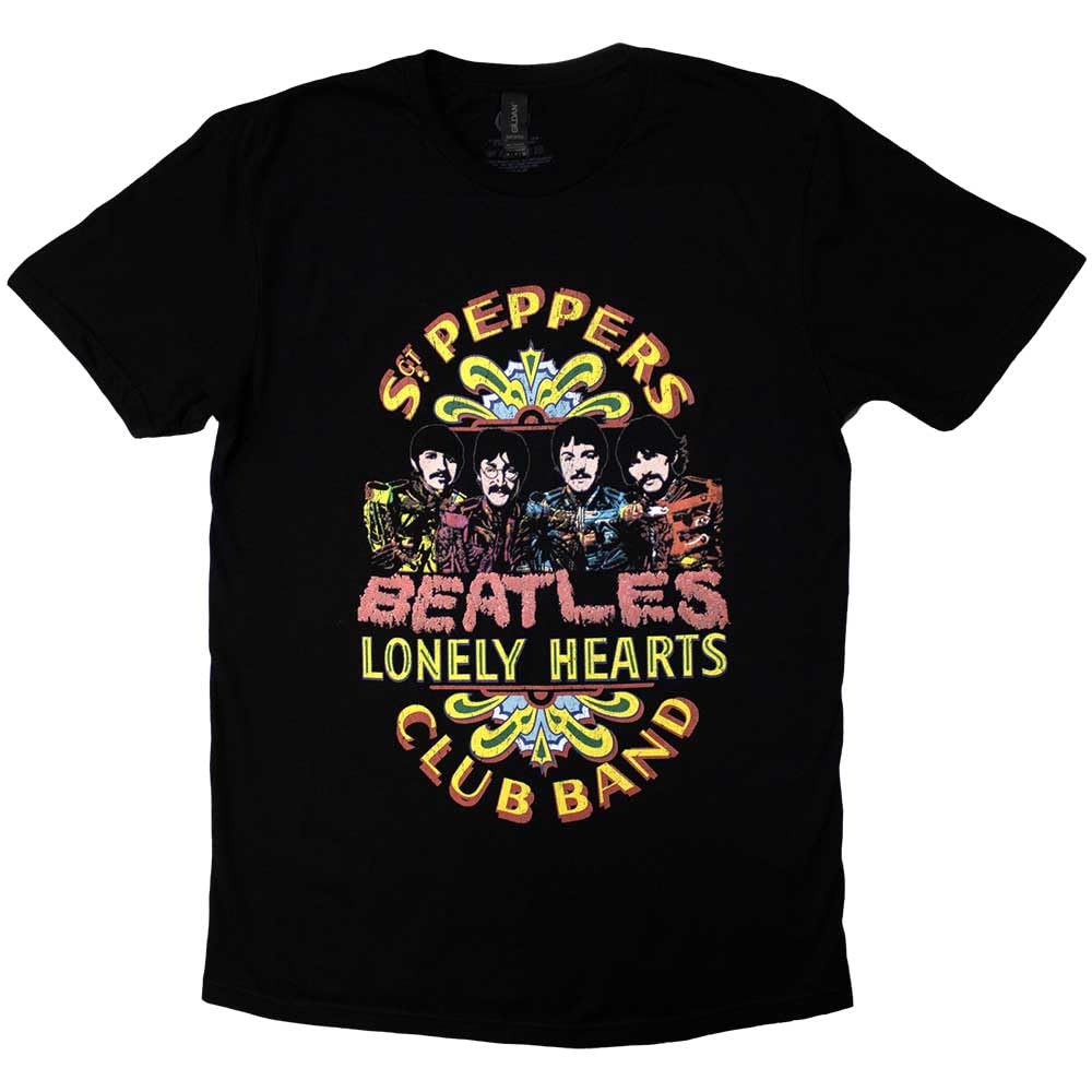 Rock Off Officially Licensed Products Men's Black The Beatles Sgt Peppers T Shirt Xl