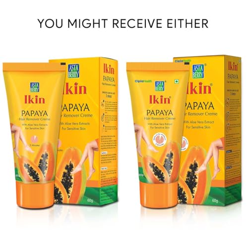 Image of Ikin Papaya Hair Remover Cream For Sensitive Skin - Bikini Hair Removal Cream For Women & Girls Pack of 4 (60gm X 4)