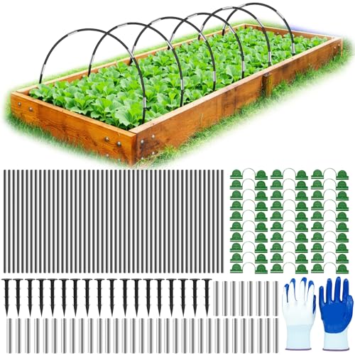 YADODO Arceau pour Serre Tunnel, 50 PCS Arceaux Serre de Jardin avec 30 Clips Kit de Maison de Cerceau De Jardin, Arceau de Jardin,Cerceau pour Serre de...