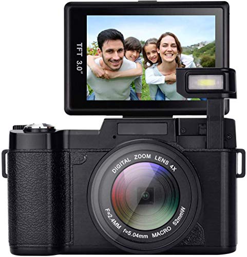 Digital Camera,Vlogging Camera 4.0 Inch Touch Monitor 24MP FHD 1080P Wide Angle Lens YouTube Camera 8X Digital Zoom Camera with Flash Microphone (X7)