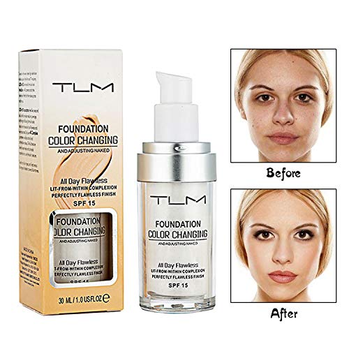 GL-Turelifes Concealer Cover, Turelifes Flawless Colour Changing Warm Skin Tone Foundation Makeup Base Nude Face Liquid Cover Concealer for Women All Day Flawless