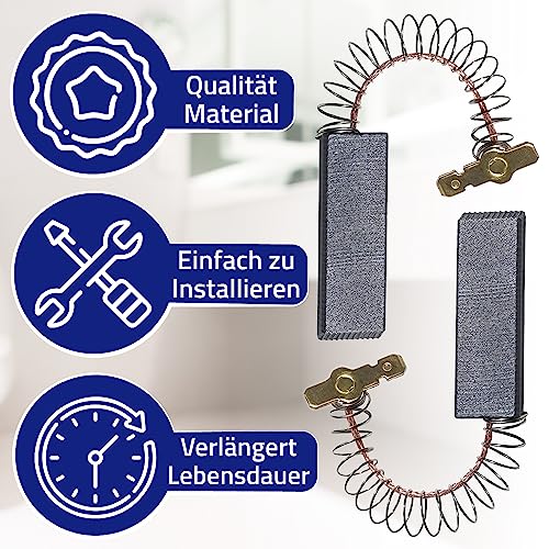 2 Stück Kohlebürsten für Elektromotor Waschmaschine 5 x 12,5 x 36 mm 00154740 für Bosch Garantie 10 Jahre - MONTERAL