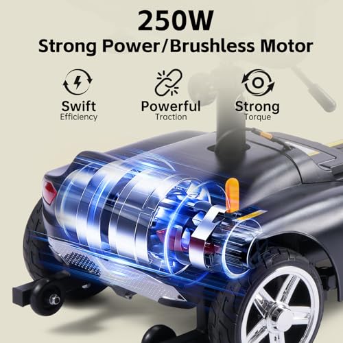 Image of 4 Wheel Mobility Scooter, Electric Scooter with Seat,Lightweight Mobility Scooter with Removable Battery. 6 MPH High Speed 265 lbs Capacity, Foldable Design (Yellow)