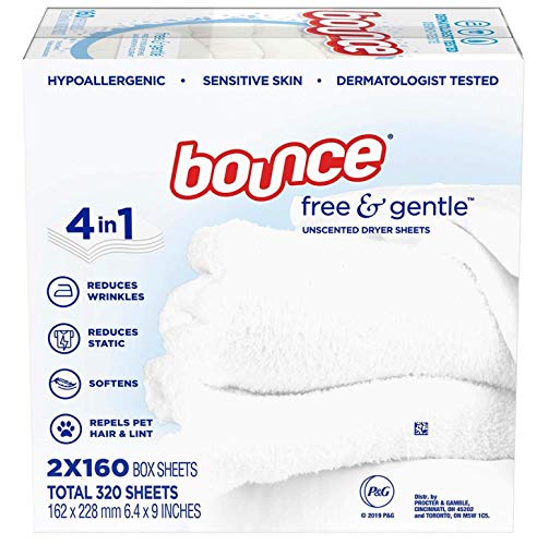 Bounce Free & Gentle Unscented Dryer Sheets, 320 ct.(Bulk Discount Available)