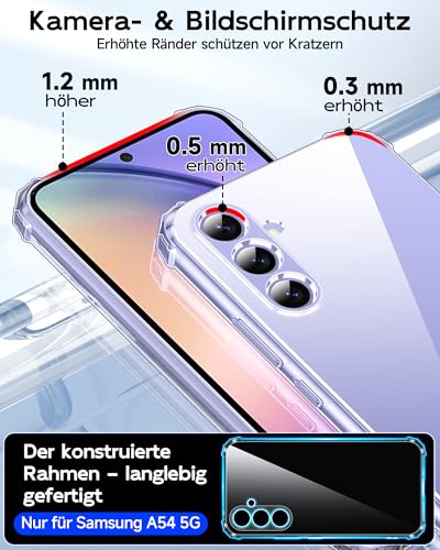 LeYi für Samsung Galaxy A54-5G Hülle mit 2 Stück Schutzfolie-Transparent – Ansicht 3