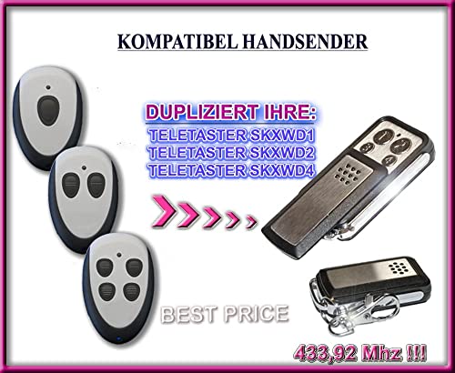 Teletaster SKXWD1 / SKXWD2 / SKXWD4 kompatibel handsender / 4-Kanal klone Fernbedienung 433,92Mhz Fixed Code kopiergerät