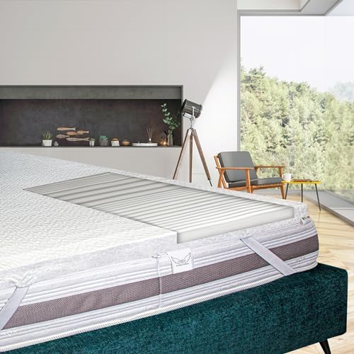 AprLeaf Coprimaterasso per letto matrimoniale da 7,6 cm, doppio strato, 5 cm in memory foam con gel rinfrescante e cuscino da 2,5 cm, coprimaterasso trapuntato, copertura in bambù con gonna profonda