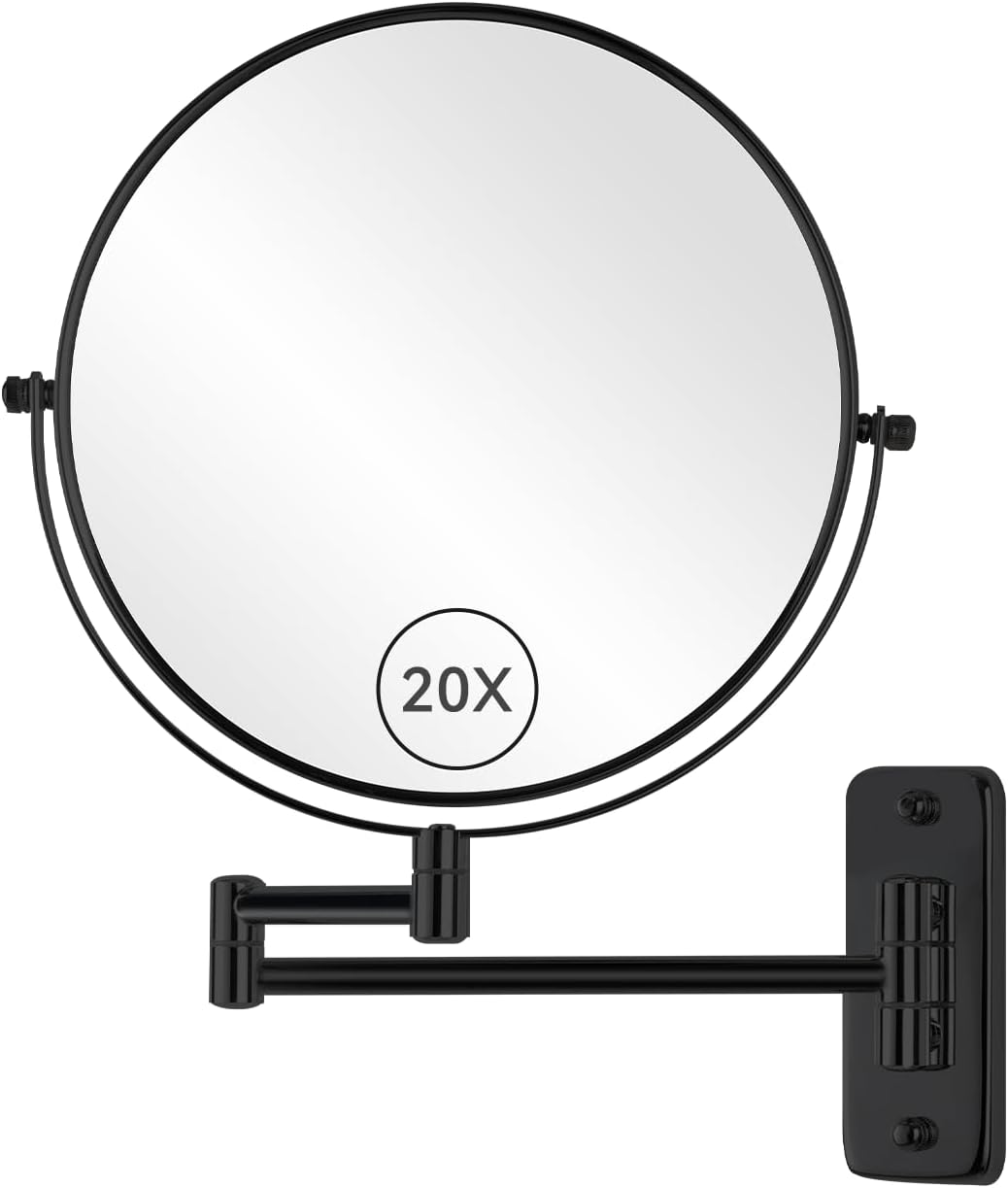 8” Wall Mount Make-up Mirror with 20X Robust Magnification, Double Facet…