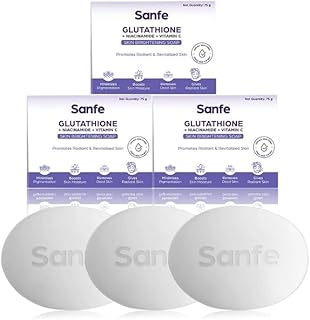Sanfe Glutathione Niacinamide Vitamin C Brightening Soap | Hydrating, Minimizes pigmentation, Removes Dead Skin | Skin whi... Price In India