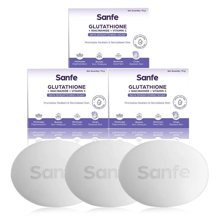 Sanfe Glutathione Niacinamide Vitamin C Brightening Soap | Hydrating, Minimizes pigmentation, Removes Dead Skin | Skin whi... - Review, Price and Buying Guide