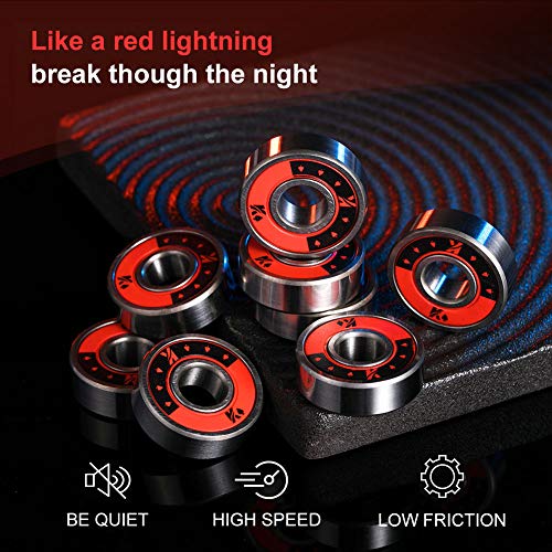 image for KVENI Ceramic Skateboard Bearings, Premium 608rs Ball Bearing - Pro Lo