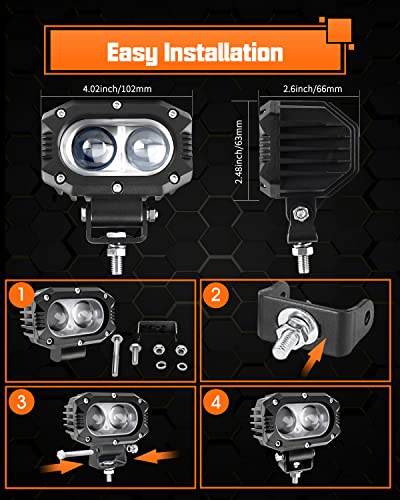 2 Pcs Led Pod Light Motorcycle Led Spot Lights 4 Inch Off Road Led Driving Light Led Cube Light For Truck Atv Utv Suv Boat Z4S #TOP5