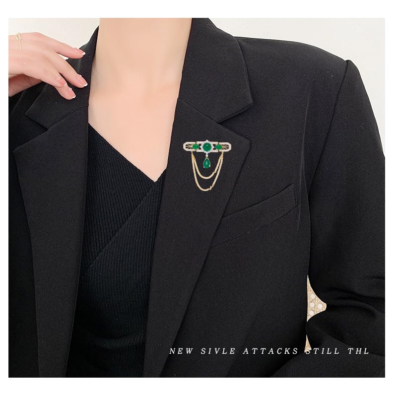 Ramillete medallón verde accesorio elegante con borla de moda 6