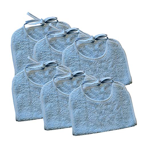 Frottee Lätzchen 40x25 cm 100% Baumwolle 3er oder 6er in verschiedenen Farben, Farben:Blau, Stückzahl:6 Stück Cover