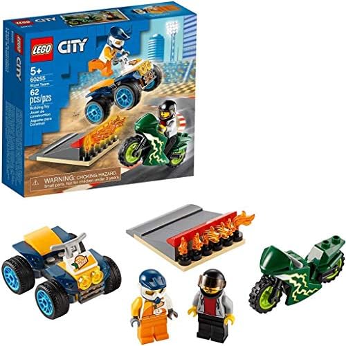 LEGO 60255 Stunt-Team City Team Spielset mit Quad, Motorrad und Stunt-Rampe mit Flammen