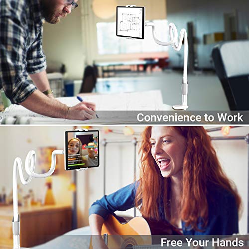 Gooseneck Tablet Holder, EasyAcc Tablet Stand 1M Flexible Arm Clip Tablet Mount for iPad Pro 10.5, iPad Mini 7.9, iPad Air 9.7, Galaxy Tabs, iPhone 12 SE 2020, Galaxy S20 A51 M31, More 4-10.6" Devices - Thumbnail 4