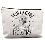 Absnfatu Boxer Dogs Makeup Bag, Just A Girl Who Loves Boxers Cosmetic Pouch