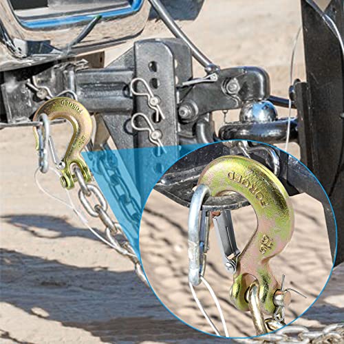 Robbor 5/16 Chain Hook With Safety Latch Heavy Duty Clevis Slip Hook Grade 70 Forged Steel 14,000 Lbs Capacity Safety Latch Hook Working With Towing And Chain #TOP6