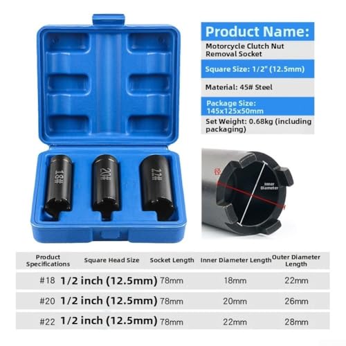 Extractor de tuercas de embrague GY6, juego de 3 piezas de 18-22 mm 5