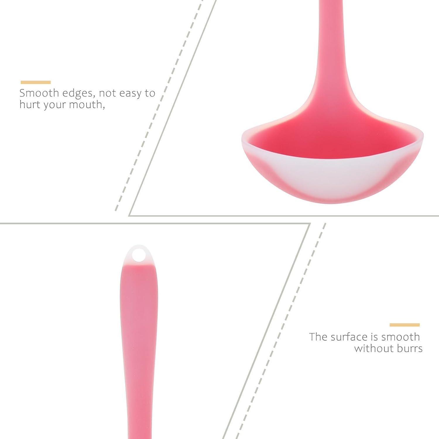 2 Pcs Silicone Soup Spoon Long Handle Ladle Set