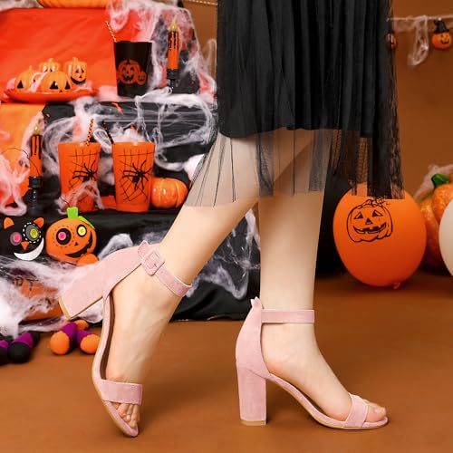 Image of Allegra K Women's Open Toe Chunky High Heel Buckle Ankle Strap Sandals