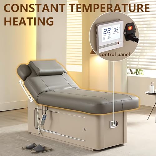 Larnavo Massage Table-Electric Massage Table with Brown Luxury Style, Facial Beauty Bed Includes Back Angle Adjustment, One-Touch Heating, Ample Storage Space(75.59IN) - Image 6