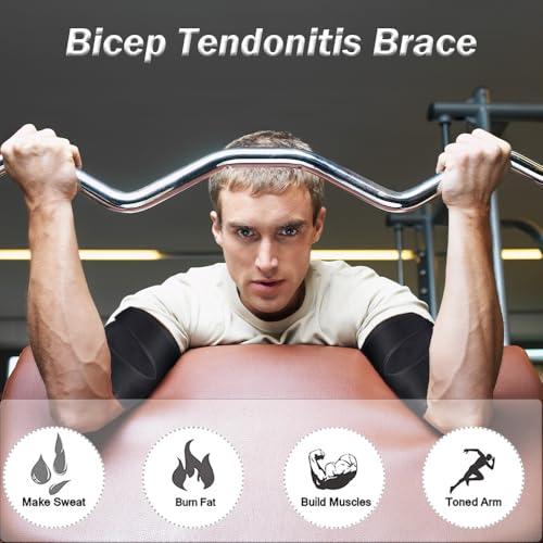 2 PCS Upper Arm Sleeve Comfortable Bicep Tendonitis Brace Compression Sleeve Support Black Upper Arm Tricep & Bicep Support Brace for Men Women Pain Relief Muscle Strains Inflammation - Image 6