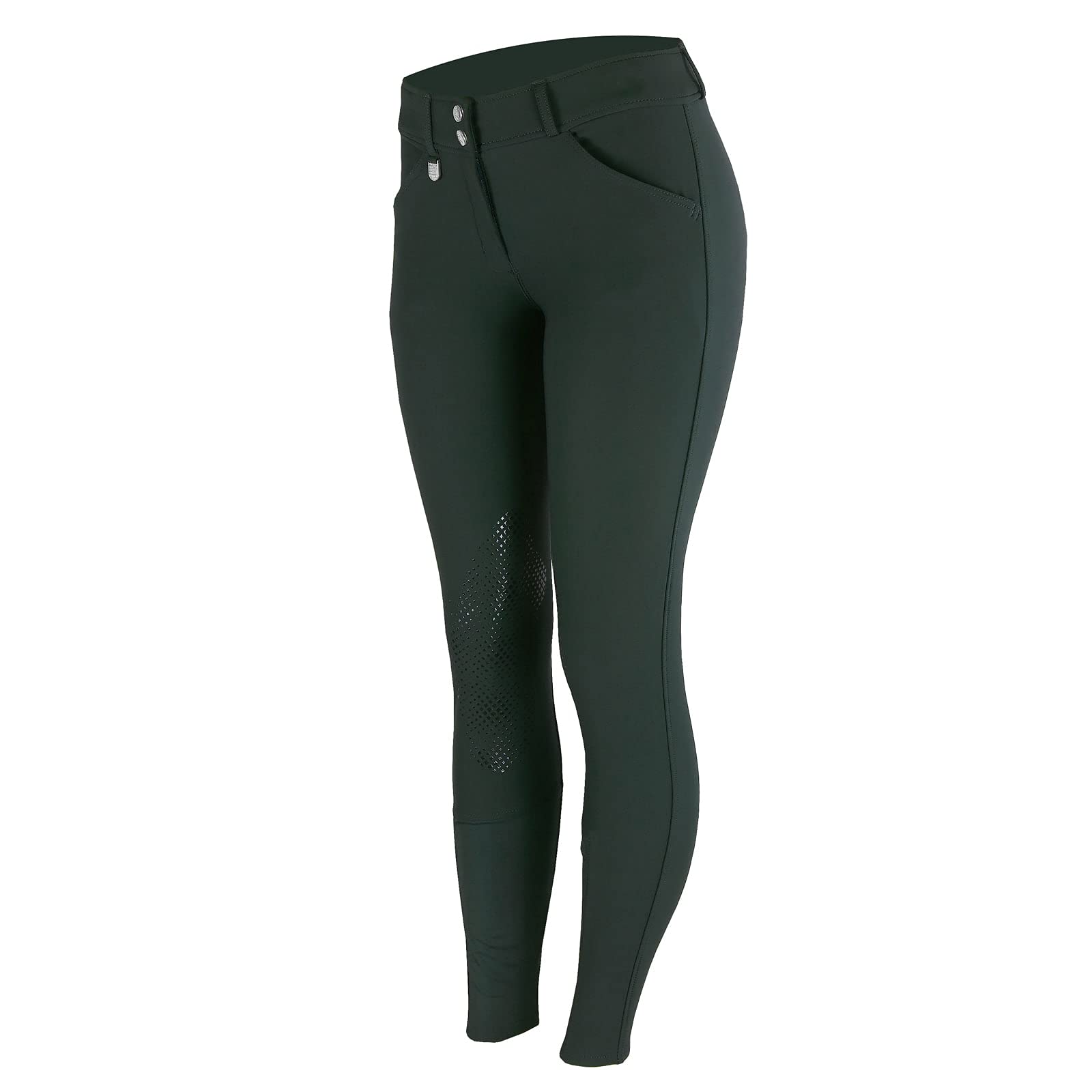 HORZEGrand Prix Women's Silicone Grip Knee Patch Riding Breeches, Mid-Waist, Water And Dirt Resistant