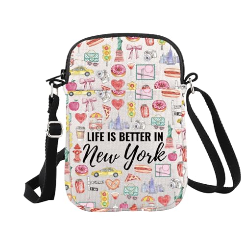 WCGXKO New York City Gift Life Is Better In New York Crossbody Bag NYC Lover Gift New York Vacation Souvenirs
